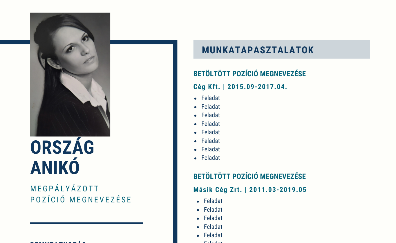 Régi fotó mint CV fotó típus